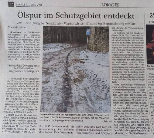 Ölspur im Schutzgebiet Schaitsee